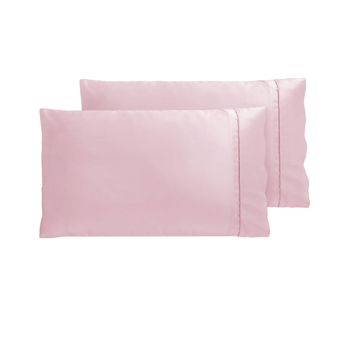 Accessorize 300TC Deluxe Essentials Satin Standard Pillowcases in Blush, showcasing a soft and luxurious satin finish.