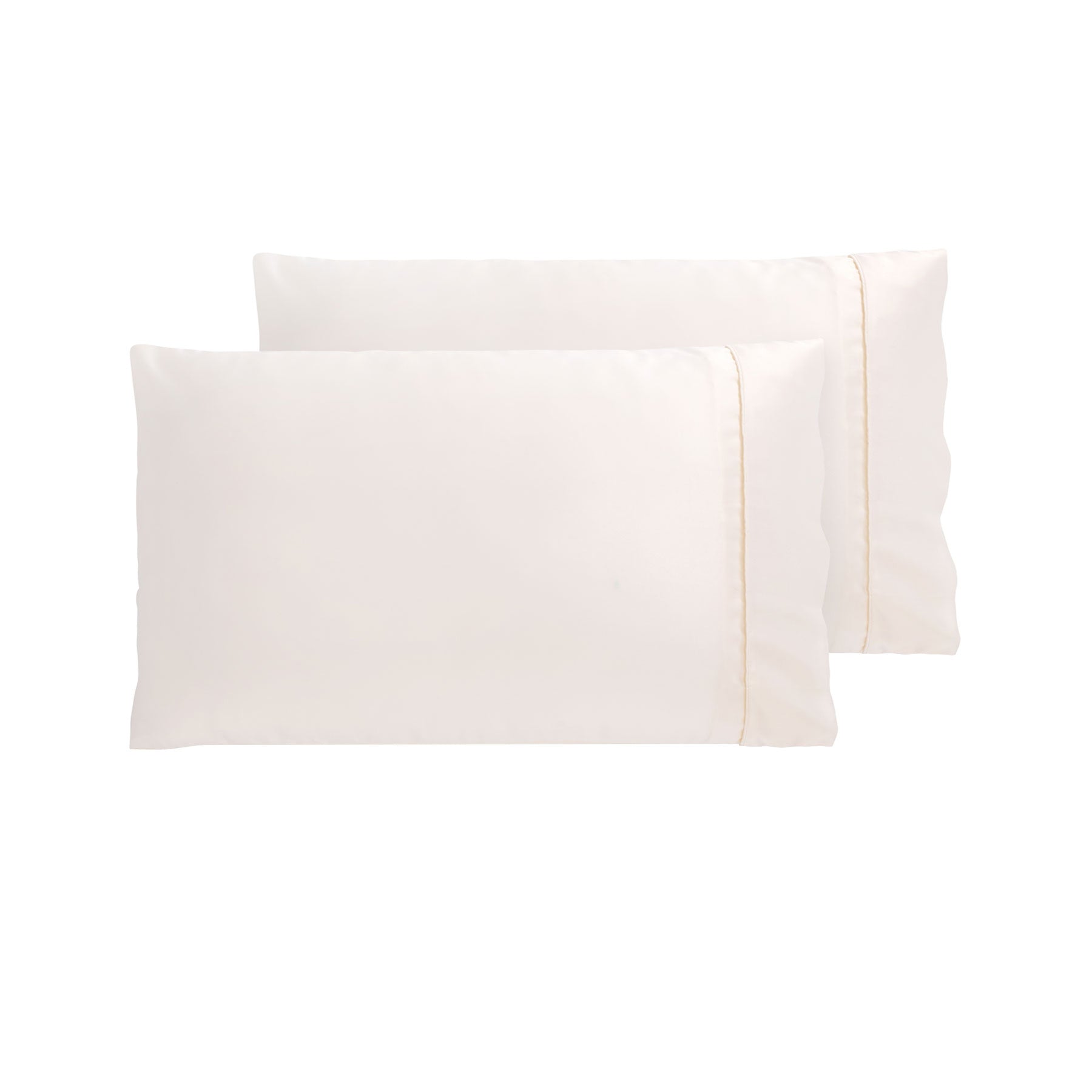 Accessorize 300TC Deluxe Essentials Satin Standard Pillowcases in Cream, showcasing a luxurious satin finish and soft texture.