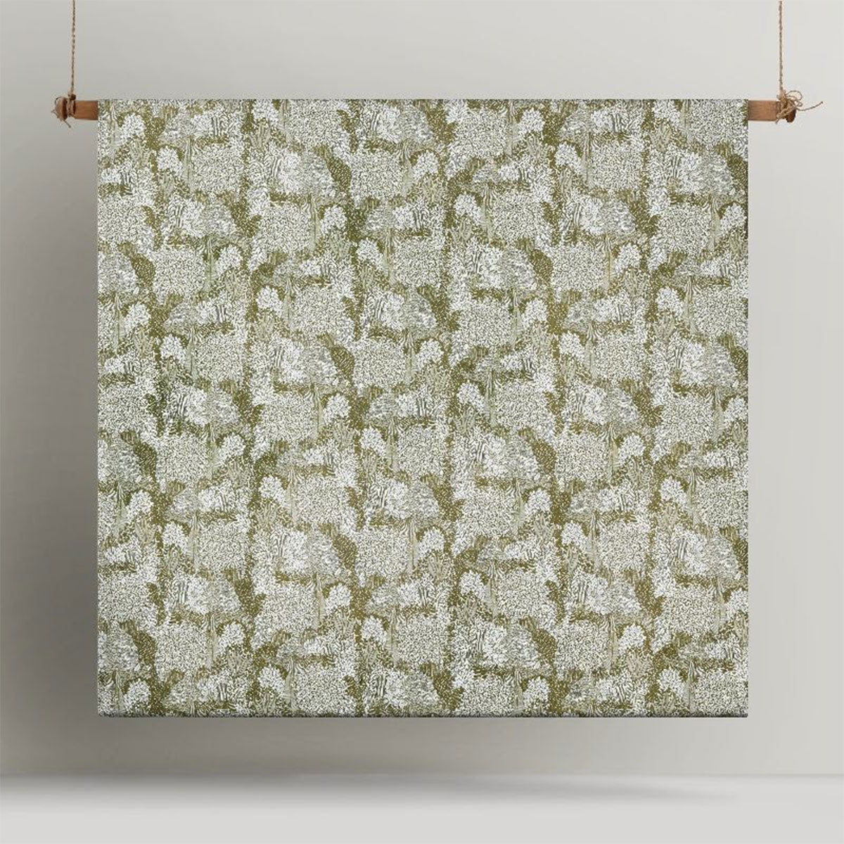 Accessorize Betty Otway Moss Green Washed Cotton Printed Quilt Cover featuring a blossom design in green and white tones.