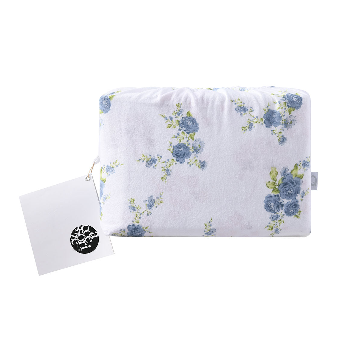Accessorize Cotton Flannelette Sheet Set in Rose Light Blue, featuring floral design, flat sheet, fitted sheet, and pillowcases.