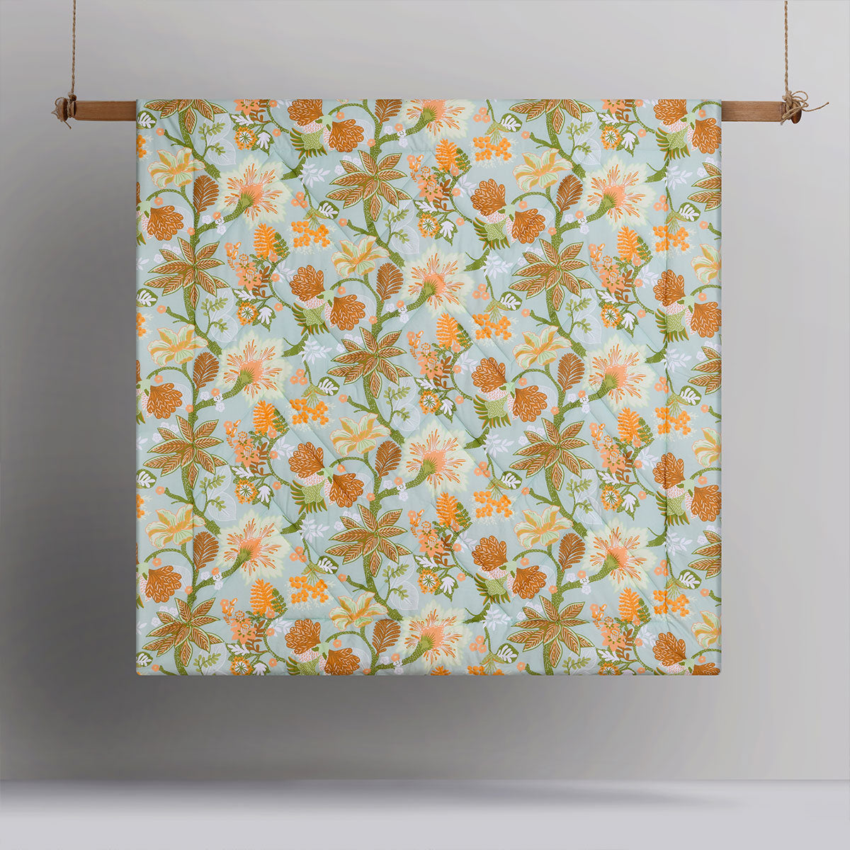 Accessorize Kienze Washed Cotton Printed 3 Piece Comforter Set featuring floral design in vibrant colors, ideal for queen-sized beds.