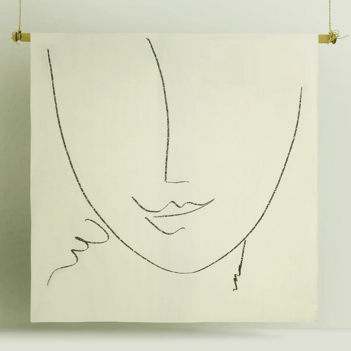 Accessorize Matisse Natural Cotton Quilt Cover Set King featuring a facial sketch design in soft natural and black tones, perfect for stylish bedding.