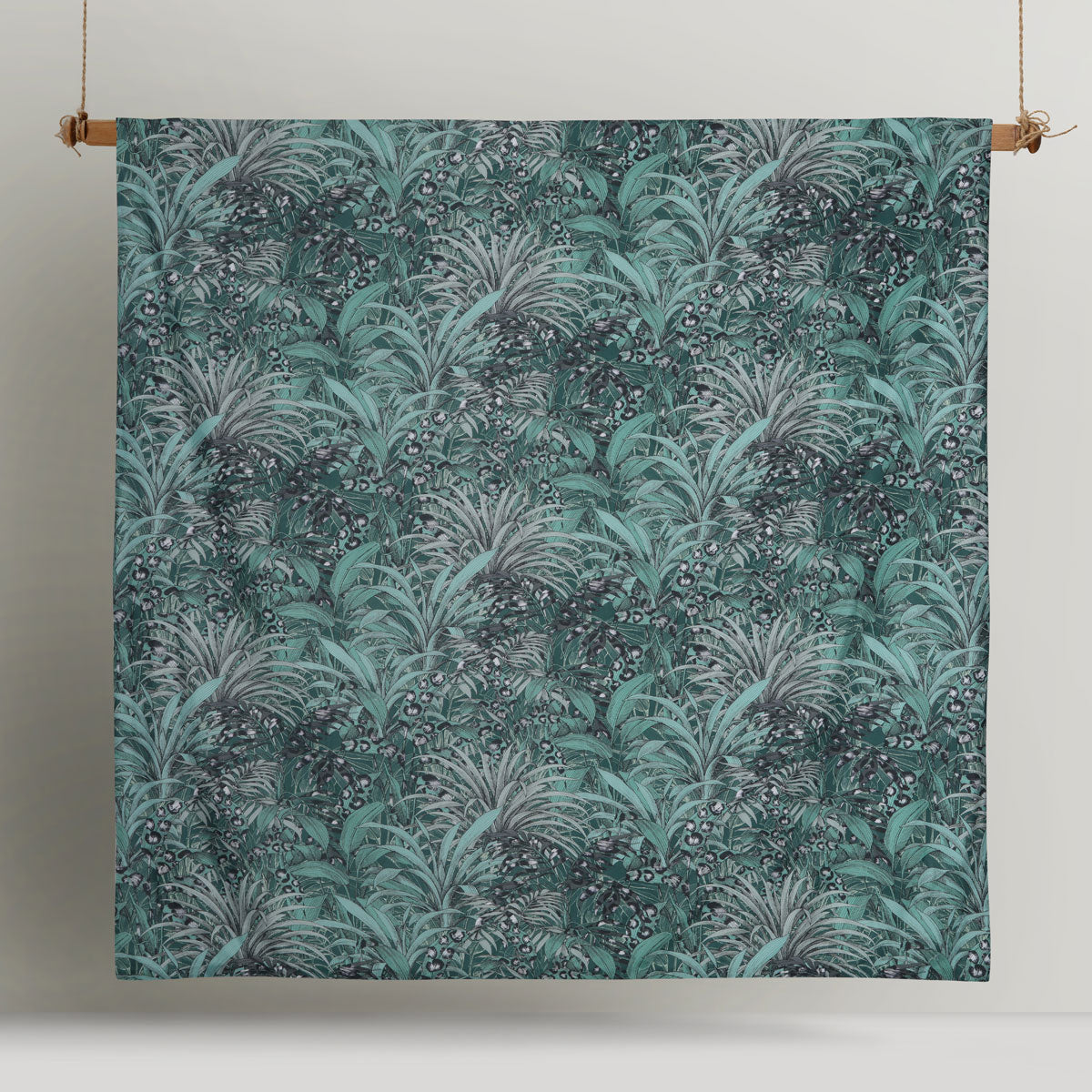 Accessorize Palm Leopard Green Cotton Quilt Cover Set featuring a vibrant botanical design with green, teal, and black hues.