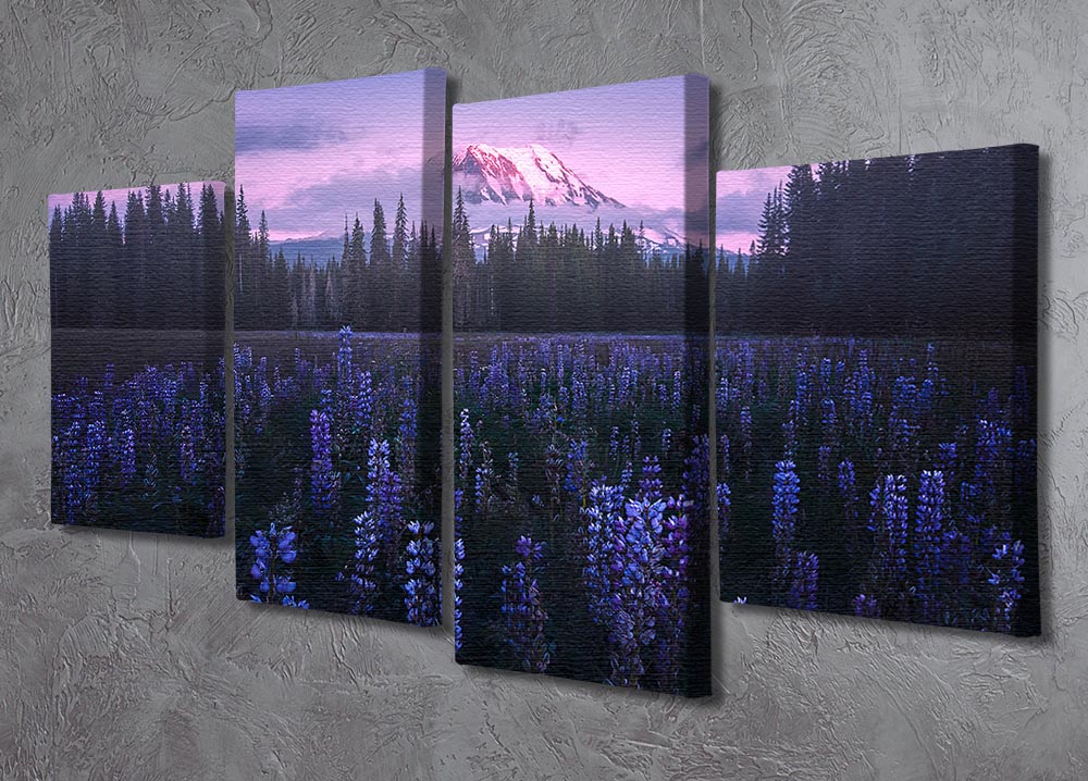 Adam's Lupine 4 Split Panel Canvas featuring vibrant lupine flowers divided into four equal sections, creating a dynamic visual effect.