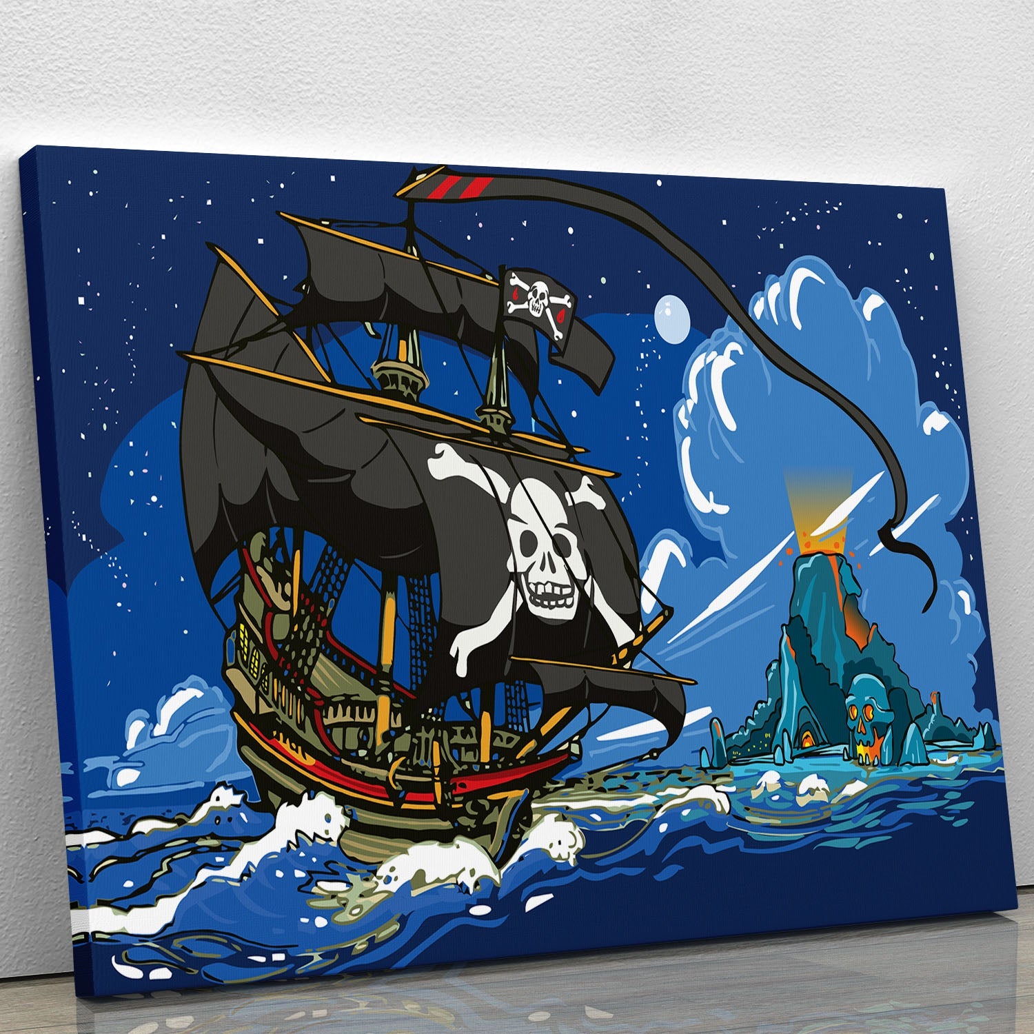 Adventure Time Pirate Ship canvas print featuring vibrant colors and whimsical design, perfect for fans and decor enthusiasts.