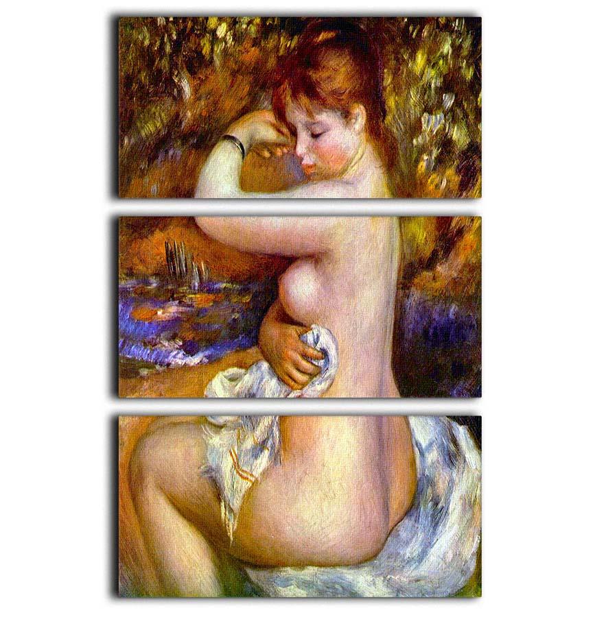 After the Bath by Renoir 3 Split Panel Canvas Print showcasing elegant artwork in three panels, perfect for home decor.