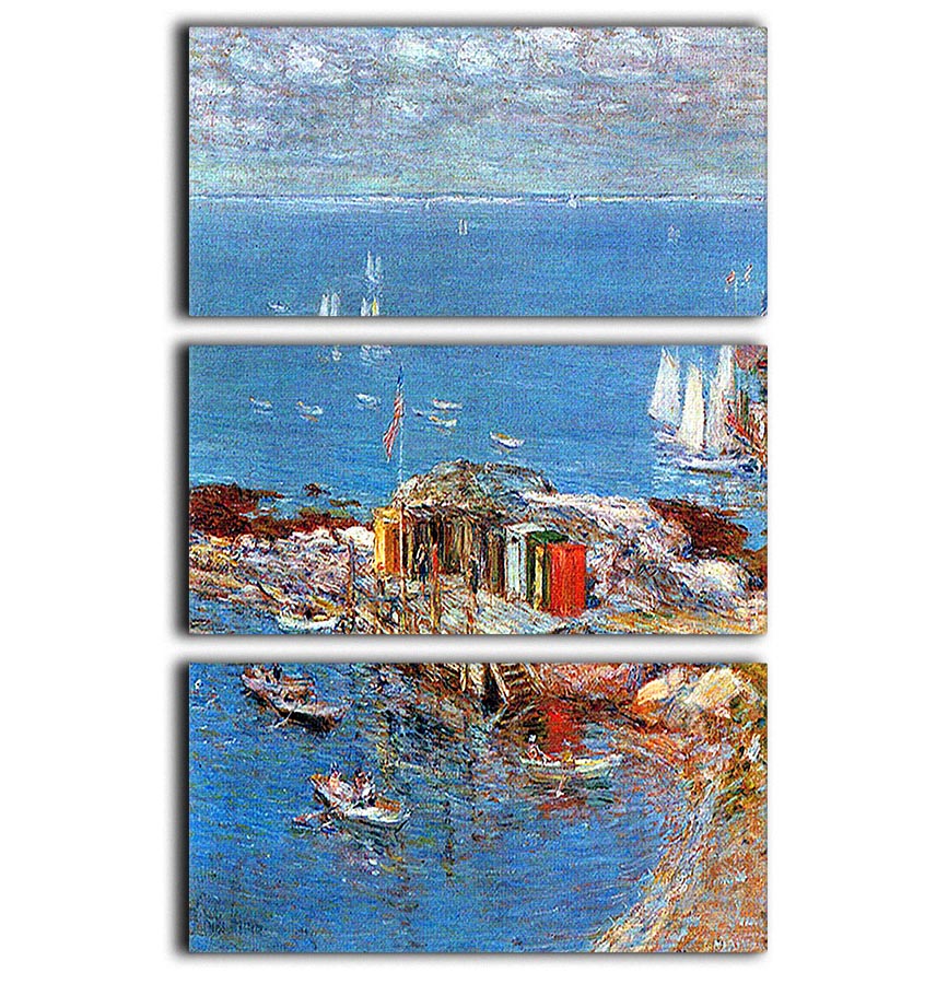 Afternoon in August Appledore by Hassam 3-panel canvas print showcasing vibrant colors and serene landscape.