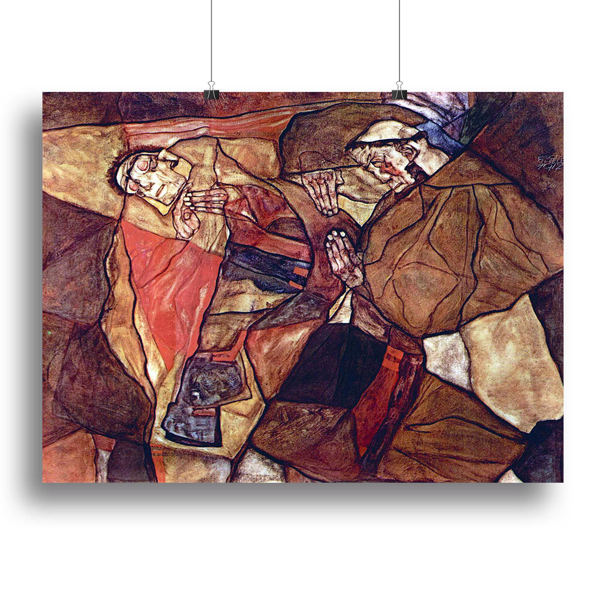Agony The Death Struggle canvas print by Egon Schiele, showcasing emotional depth and striking colors, perfect for home decor.