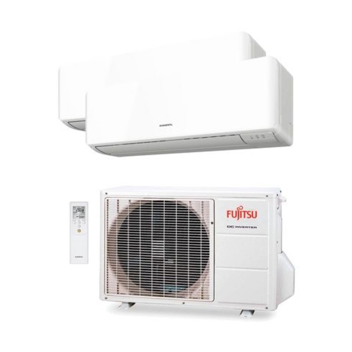 "Fujitsu air conditioning unit set."