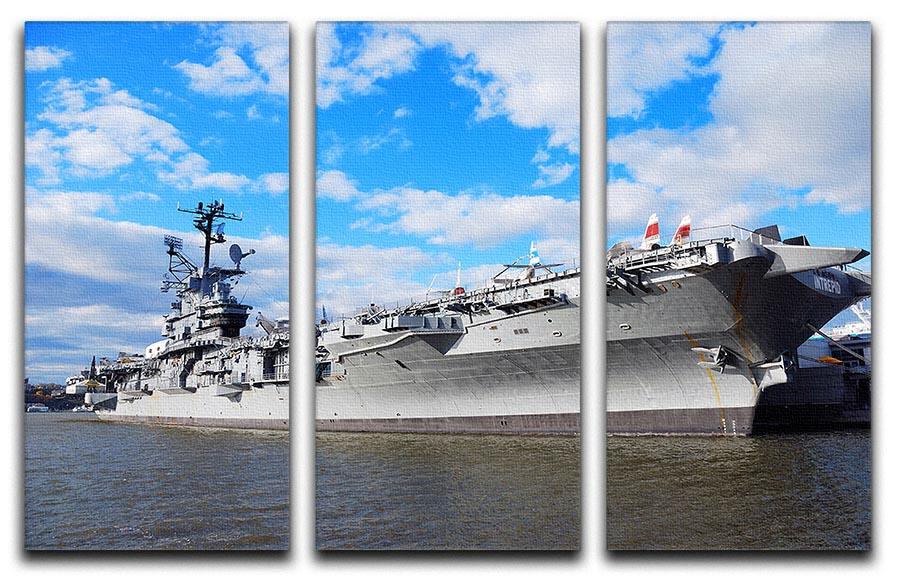 A stunning 3-panel canvas print featuring WWII aircraft carriers, showcasing intricate details and vibrant colors.