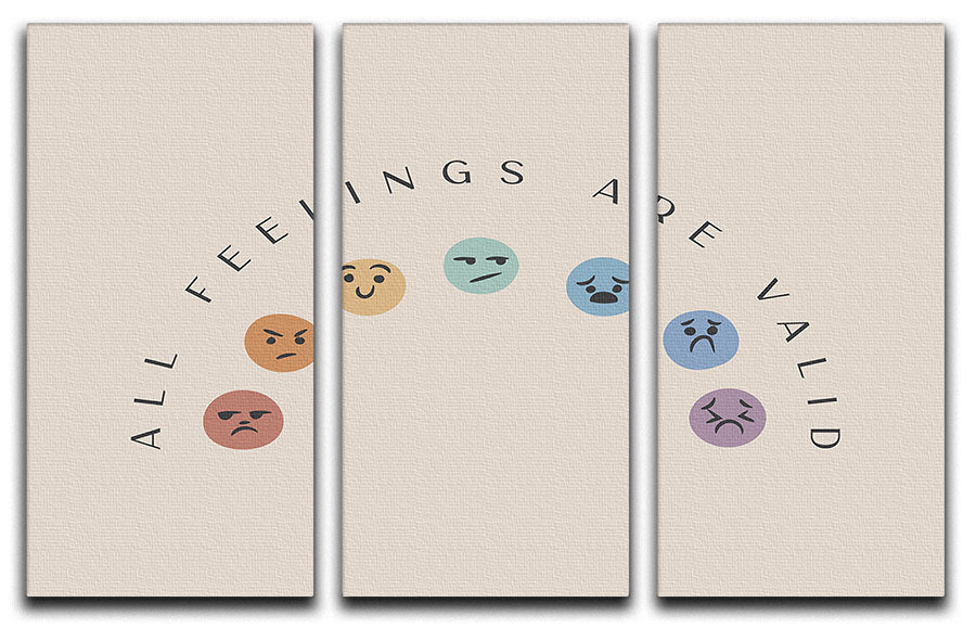 A vibrant 3-panel canvas print featuring abstract faces, showcasing emotions and colors, perfect for modern decor.