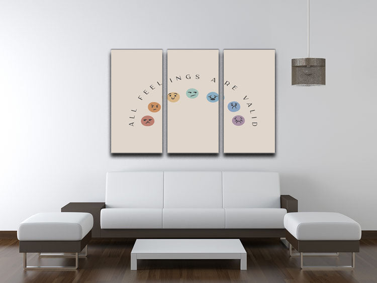 A vibrant 3-panel canvas print featuring abstract faces, showcasing emotions and colors, perfect for modern decor.
