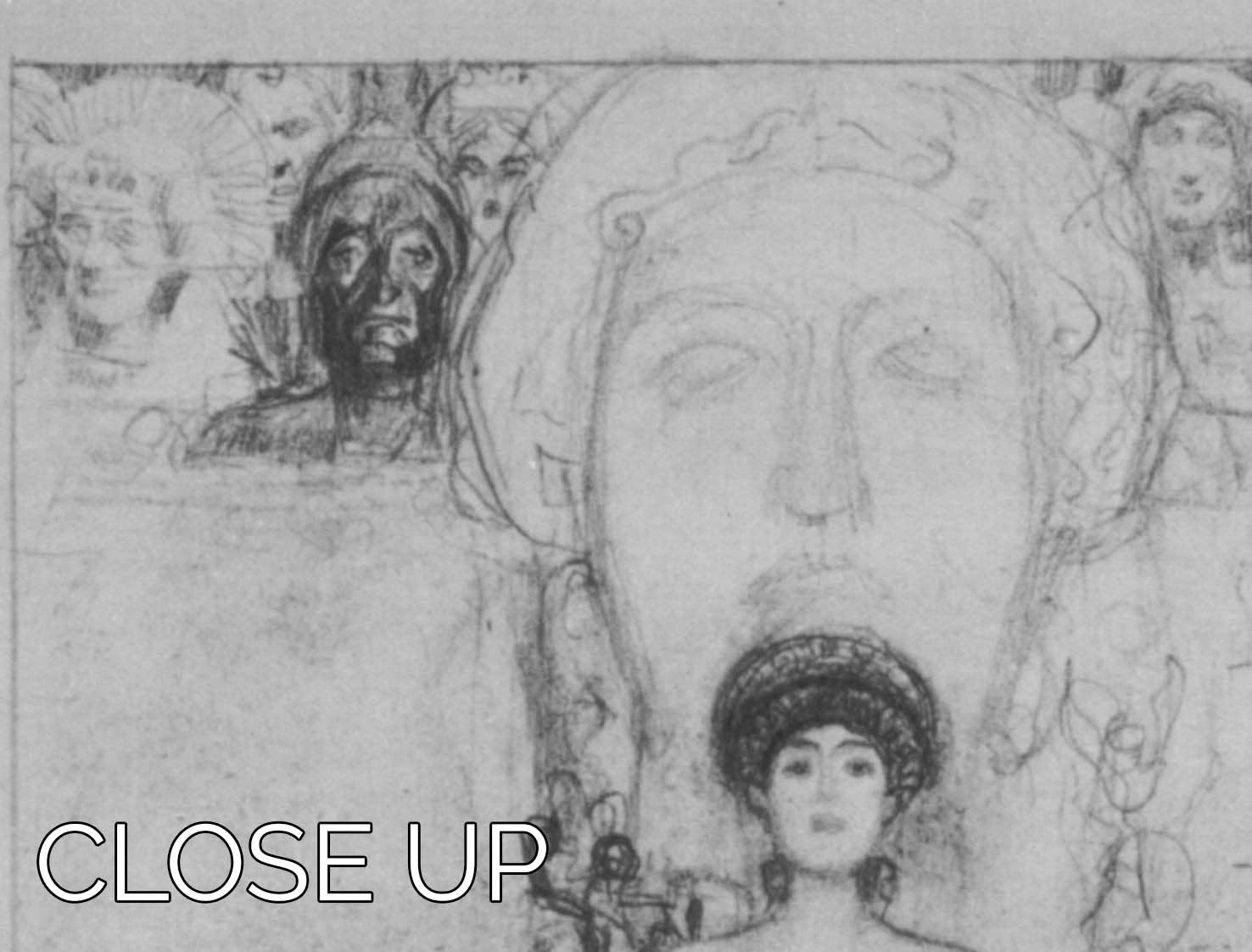 Allegory of Sculpture by Klimt 3-panel canvas print showcasing vibrant colors and intricate details, perfect for wall decor.