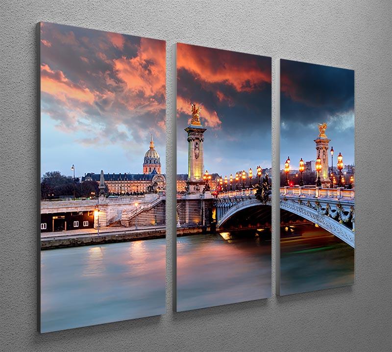 Alexandre 3 Bridge 3 Split Panel Canvas Print showcasing three panels of stunning artwork, perfect for home decor.