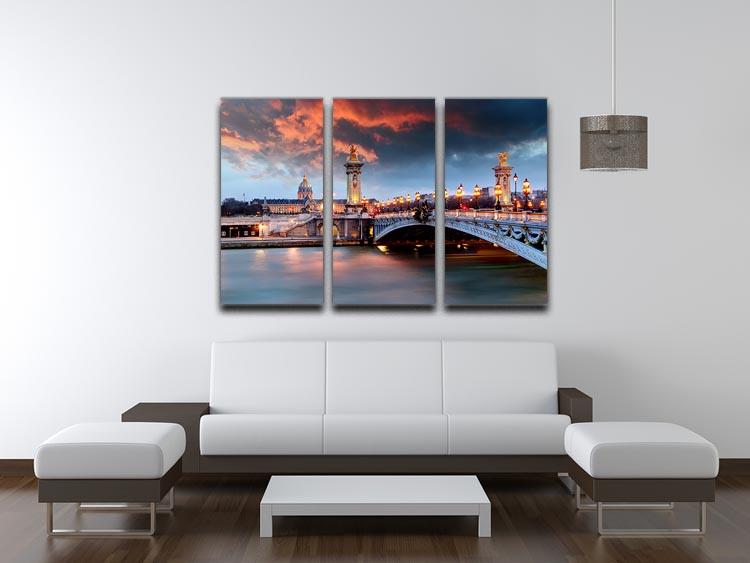 Alexandre 3 Bridge 3 Split Panel Canvas Print showcasing three panels of stunning artwork, perfect for home decor.