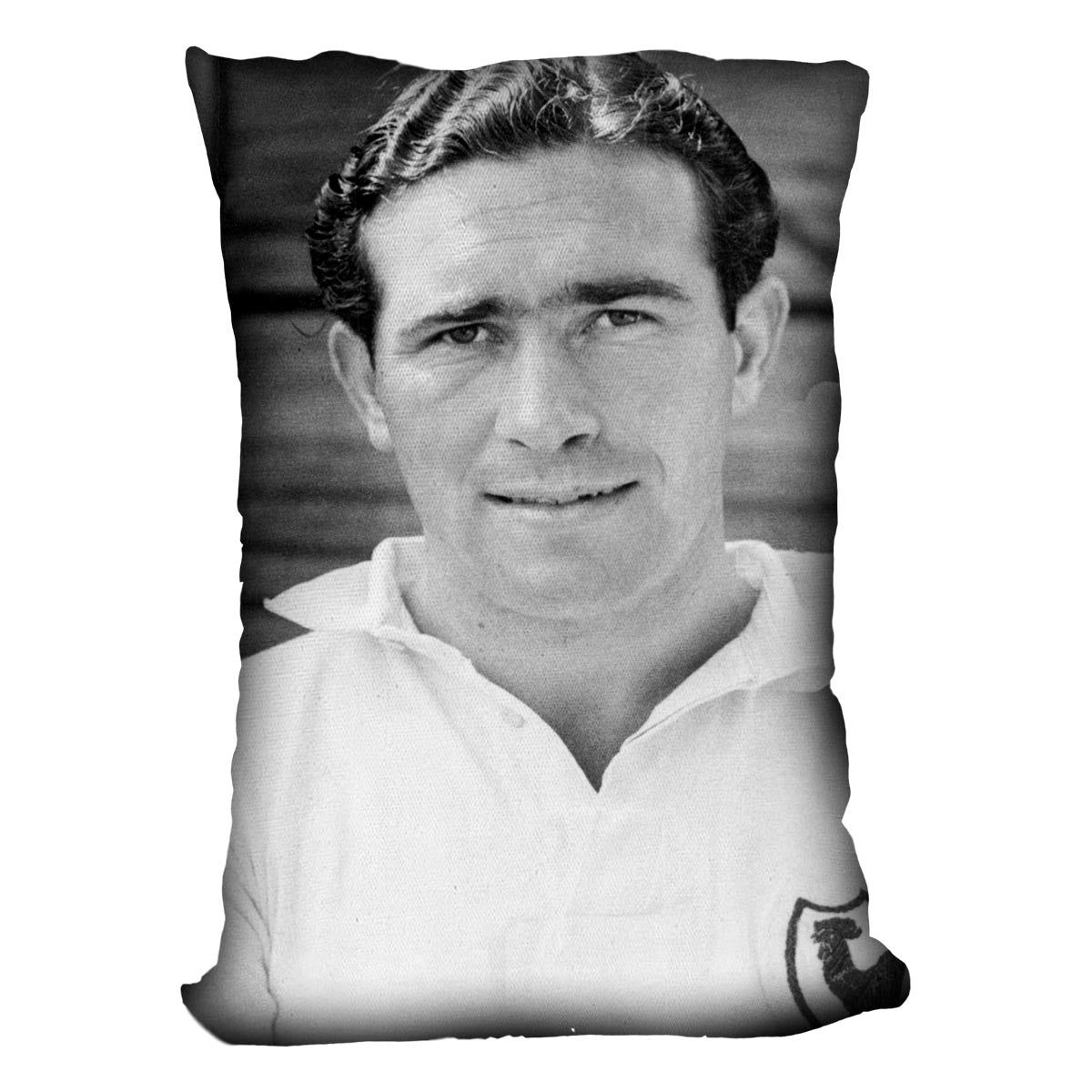 Alf Ramsey 1952 Cushion featuring vibrant abstract designs on luxurious vegan faux suede, perfect for home decor.