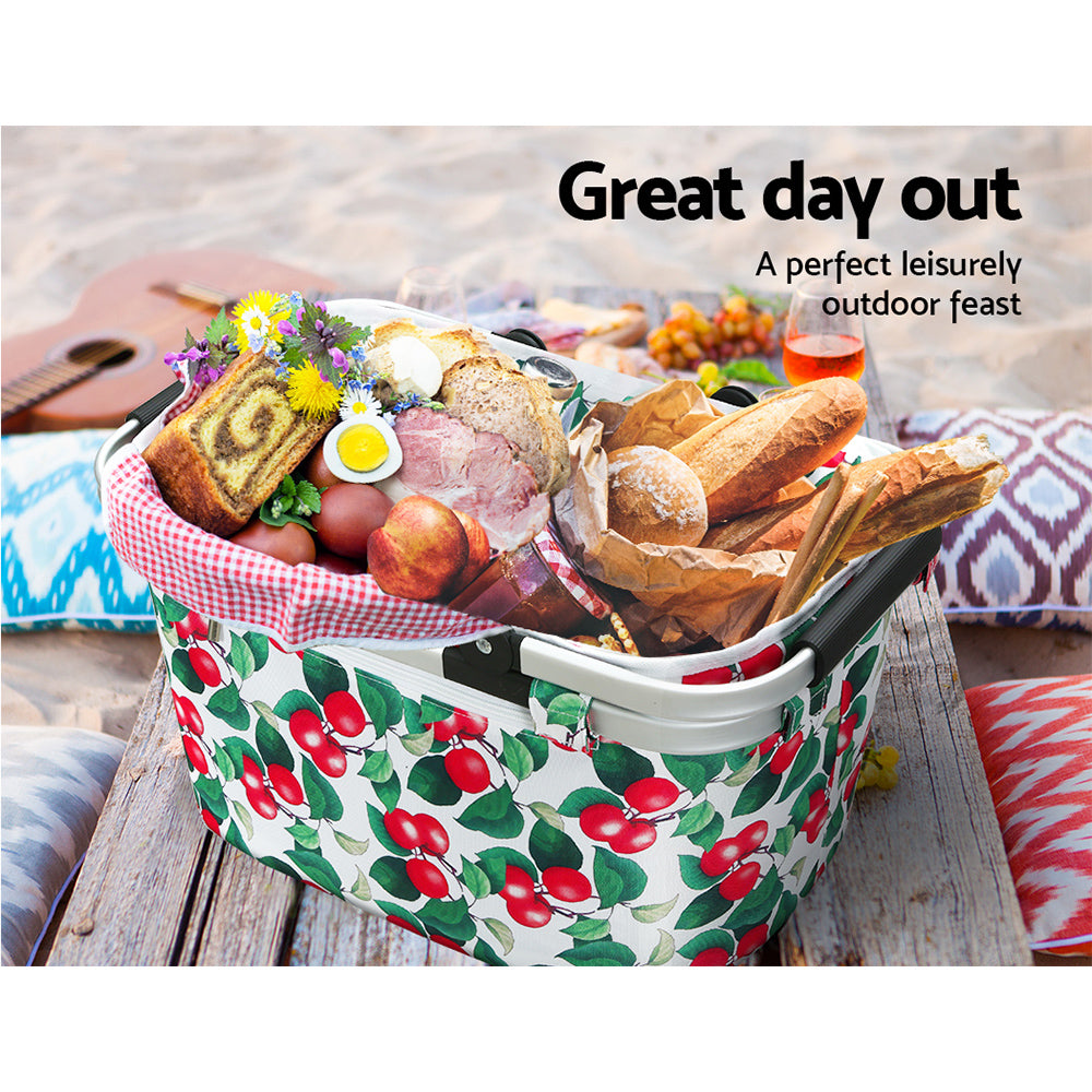 Alfresco Picnic Bag Basket in a natural outdoor setting, showcasing its durable fabric and spacious design, perfect for picnics and outdoor activities.
