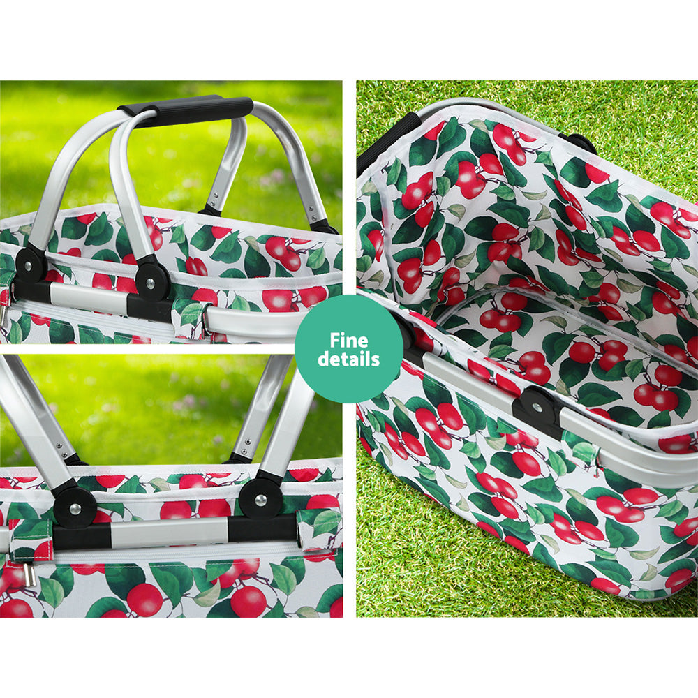 Alfresco Picnic Bag Basket in a natural outdoor setting, showcasing its durable fabric and spacious design, perfect for picnics and outdoor activities.