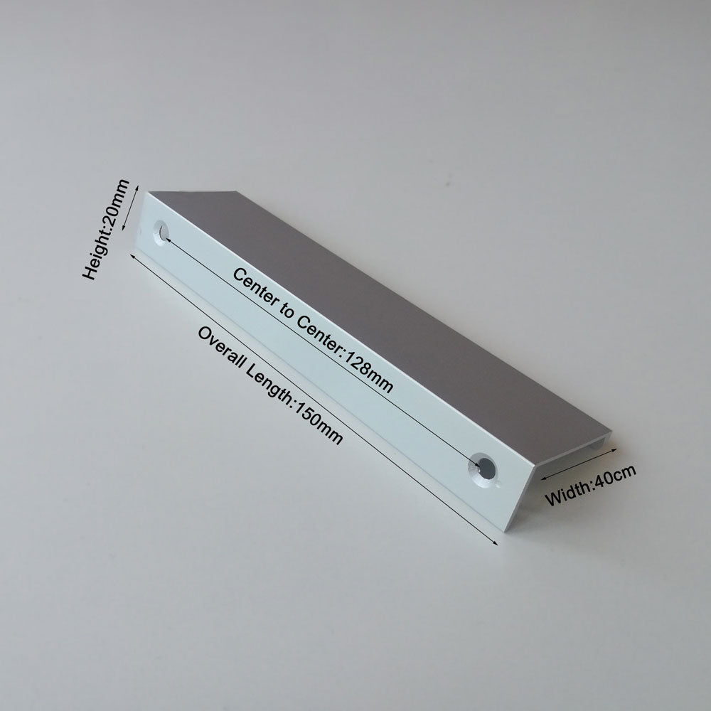 Sleek aluminum kitchen cabinet bar handle with modern design, featuring a laser edging finish and included mounting screws.