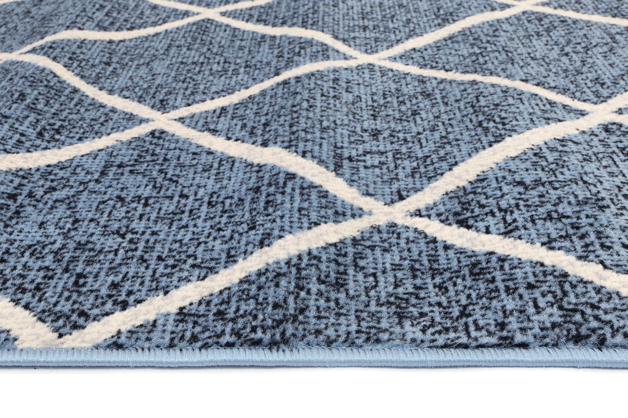 Allure Cross Diamond Blue Cream Rug, 240x330 cm, featuring a stylish diamond pattern in blue and cream colors, perfect for indoor decor.