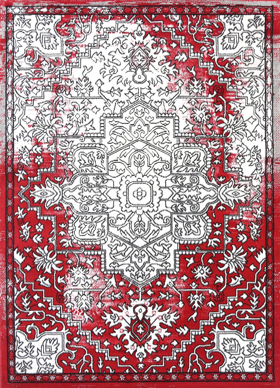 Allure Distressed Vintage Grey Red Rug measuring 200x290 cm, featuring a stylish vintage design with a soft texture.