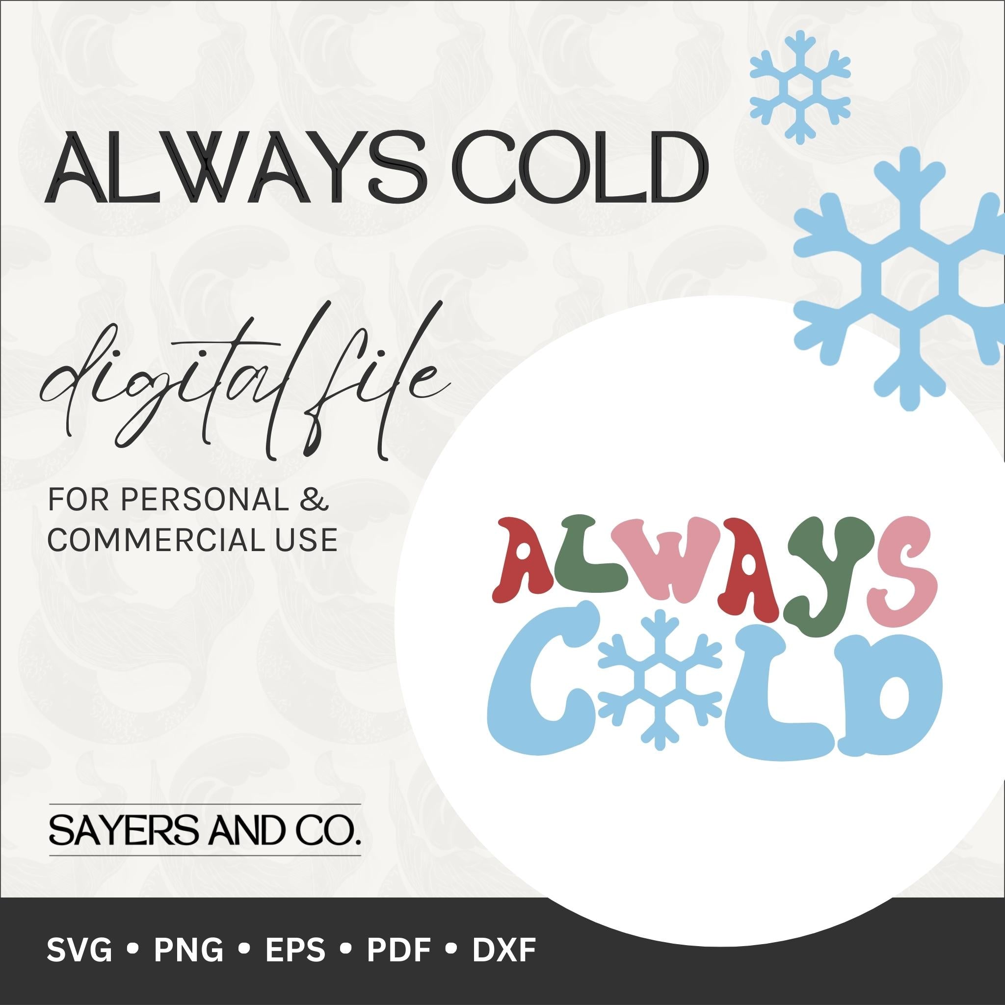 A collection of whimsical winter-themed digital files in SVG, PNG, EPS, PDF, and DXF formats, perfect for holiday crafting.
