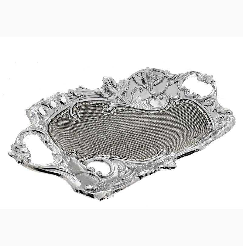 Ambrose Chrome Plated Crystal Embellished Floral Ceramic Plate showcasing intricate floral designs and crystal accents.