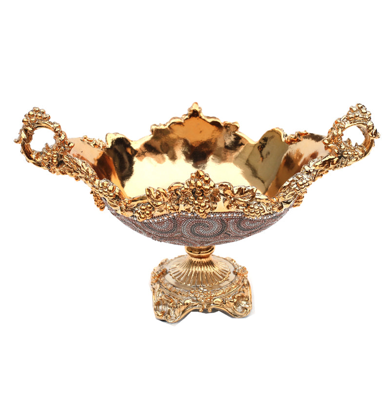 Ambrose Gold Plated Crystal Embellished Ceramic Fruit Platter showcasing its luxurious design and crystal details.