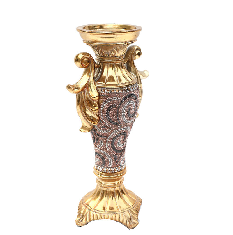Ambrose Gold Plated Crystal Embellished Ceramic Vase showcasing its elegant design and crystal details.