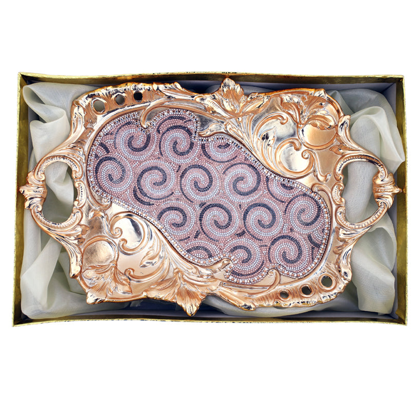 Ambrose Gold Plated Crystal Embellished Floral Ceramic Plate, featuring intricate floral designs and sparkling crystals.