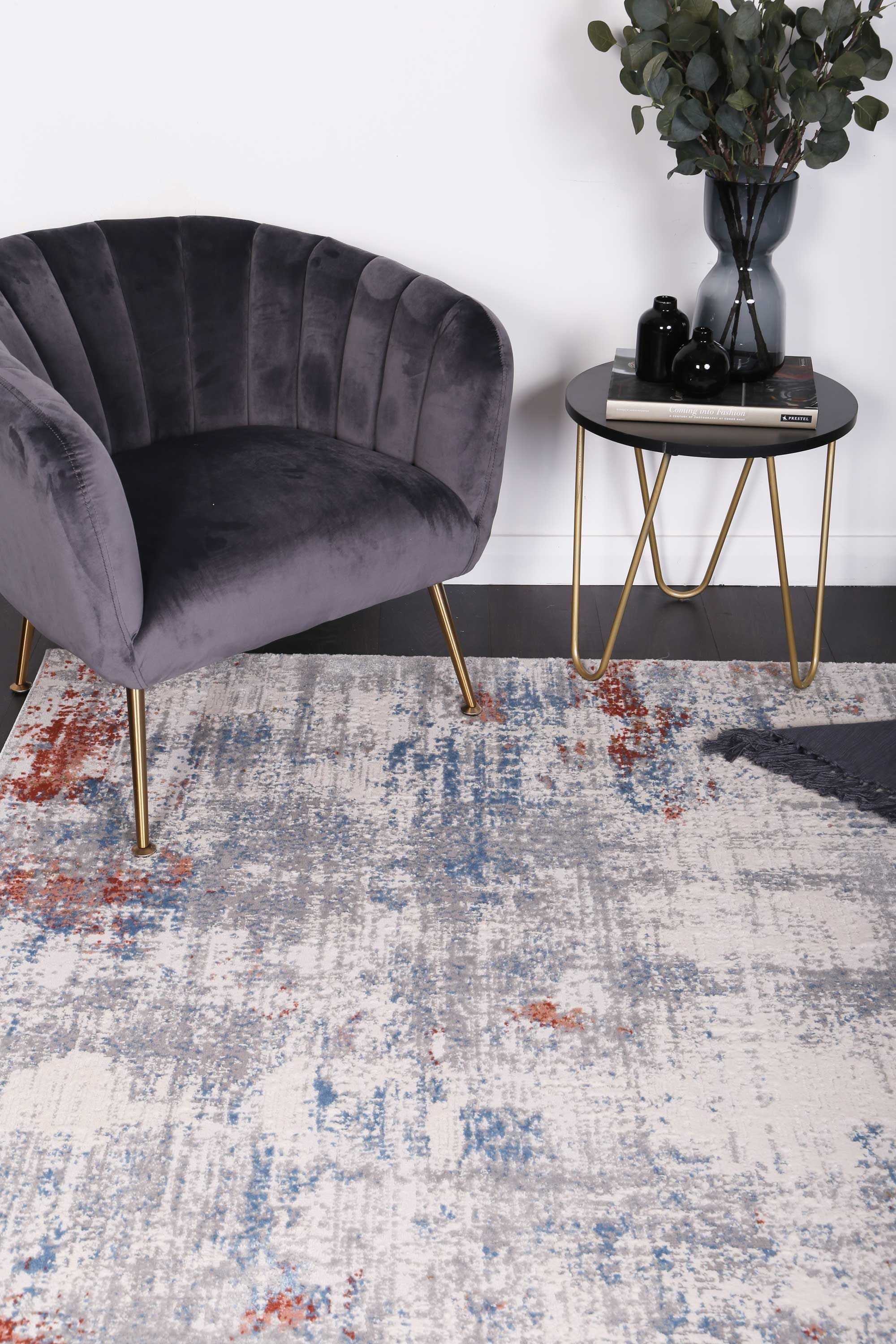 Amelia Grey Multi Modern Rug 160x230 cm with abstract patterns and a soft texture, ideal for stylish home decor.