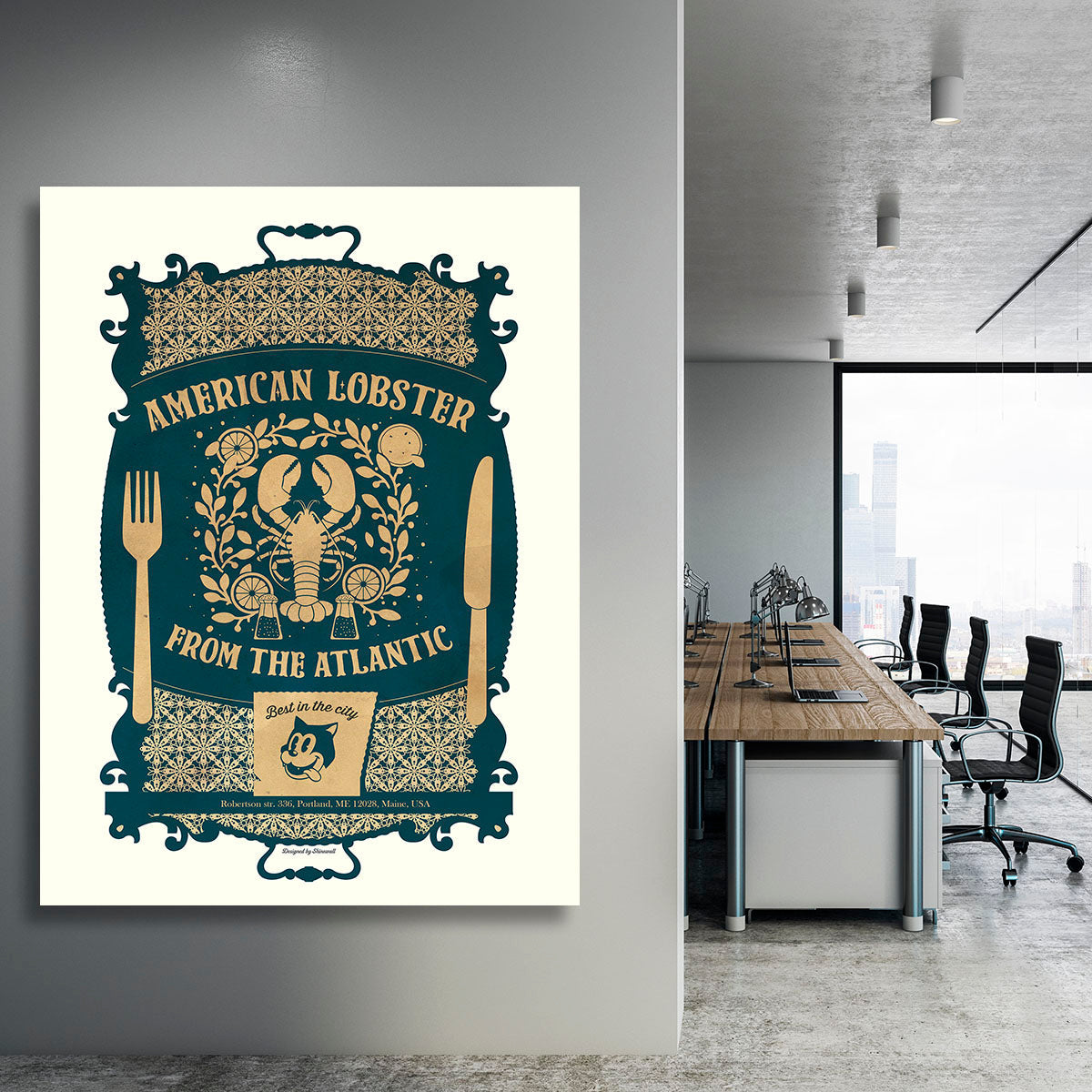 A vibrant American Lobster canvas print showcasing intricate details and rich colors, perfect for home decor.