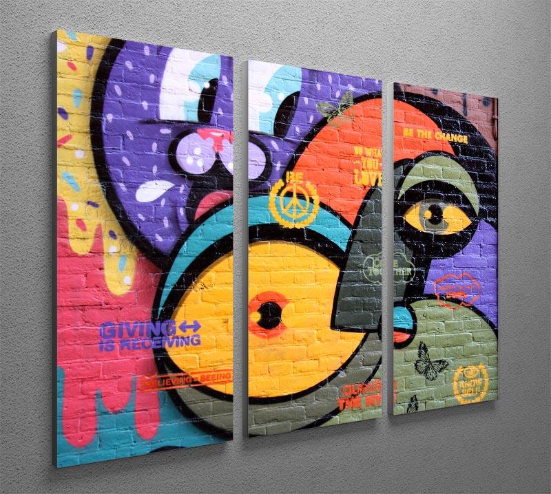Amsterdam Graffiti 3 Split Panel Canvas Print showcasing vibrant urban art in three panels.