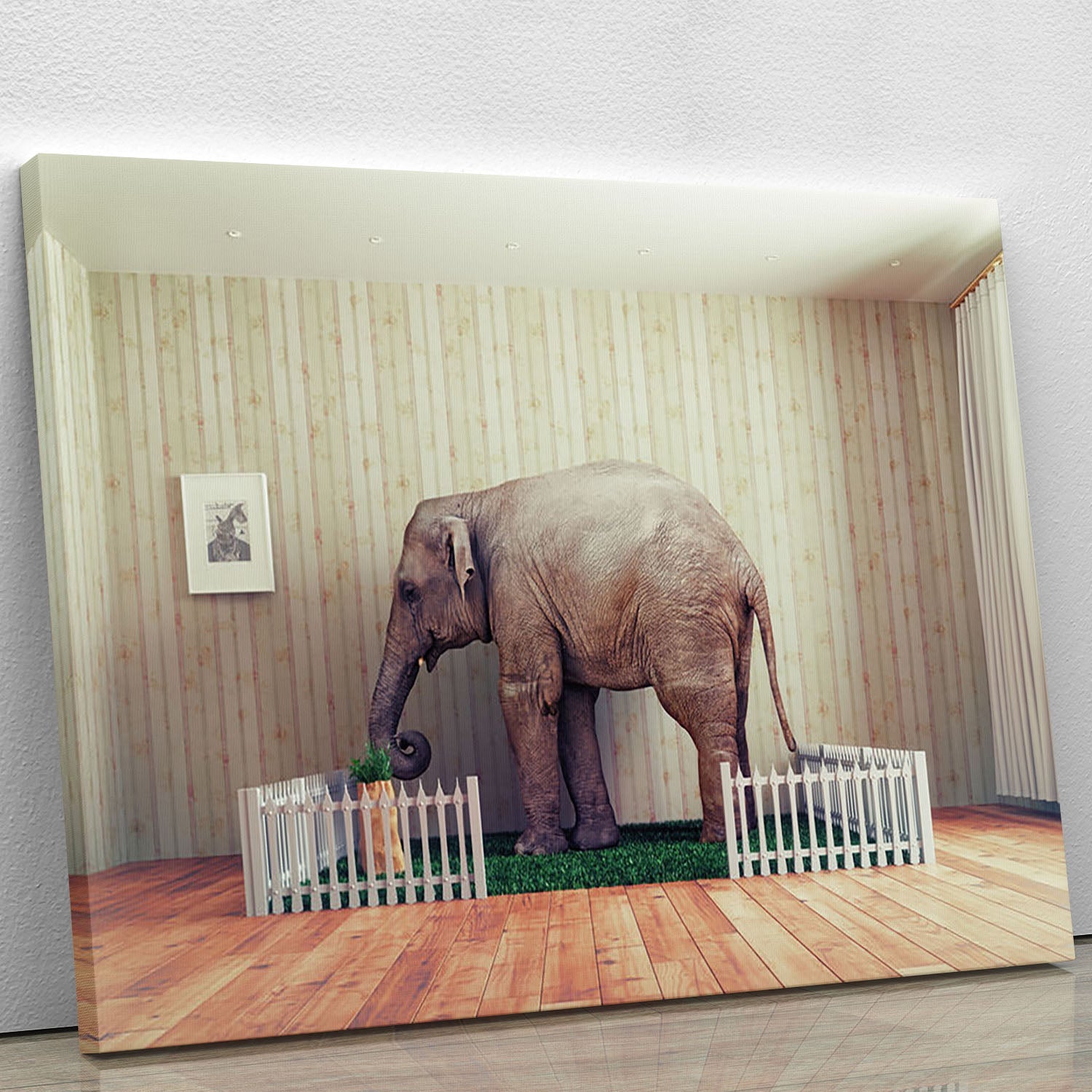 A beautiful canvas print of an elephant calf, showcasing its playful nature and charm, perfect for home decor.