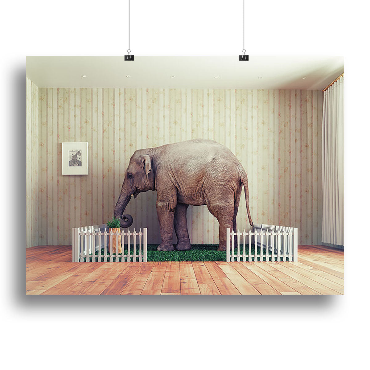 A beautiful canvas print of an elephant calf, showcasing its playful nature and charm, perfect for home decor.