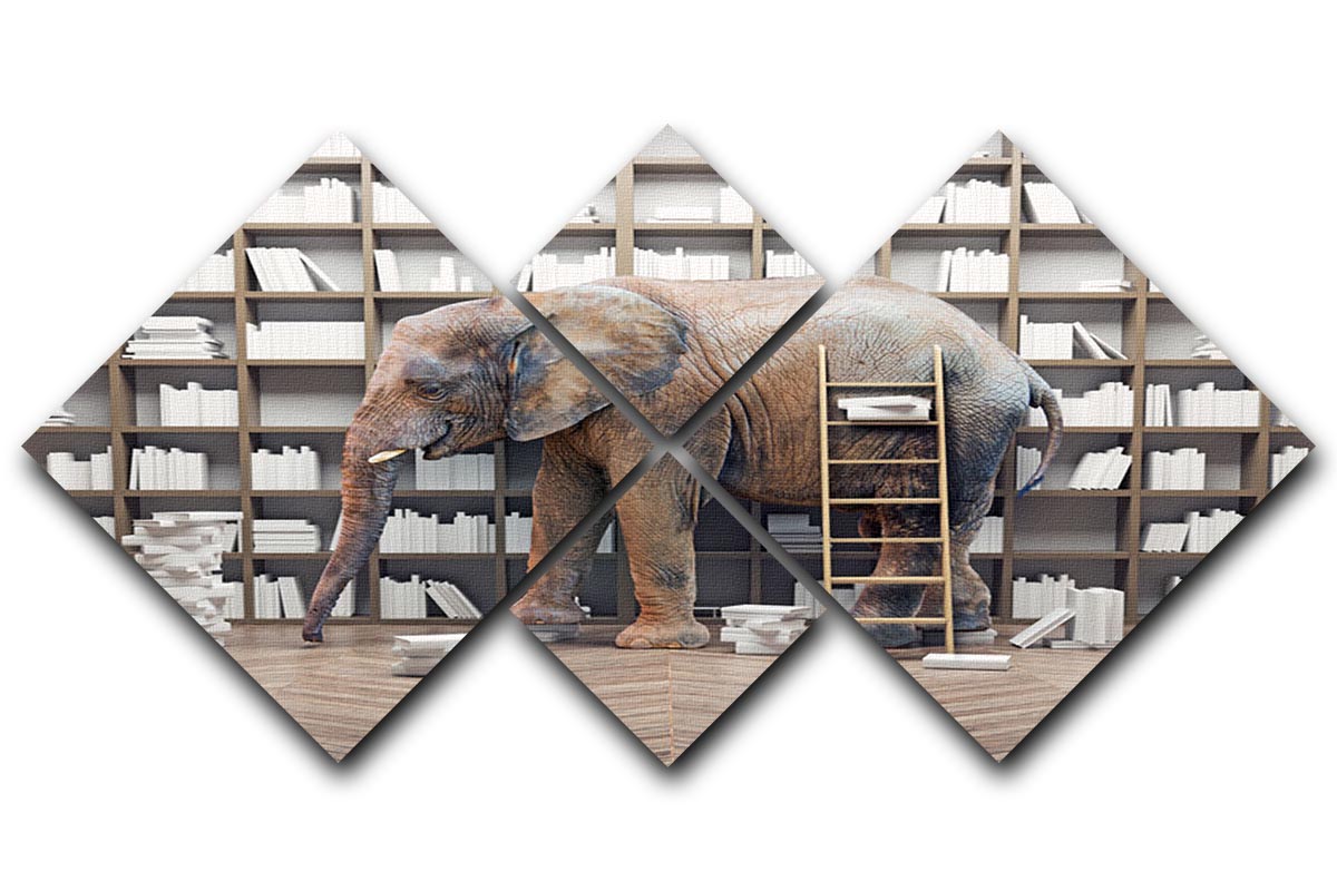 A beautifully designed 4-square canvas featuring an elephant, perfect for home decor.