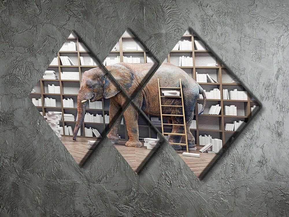 A beautifully designed 4-square canvas featuring an elephant, perfect for home decor.