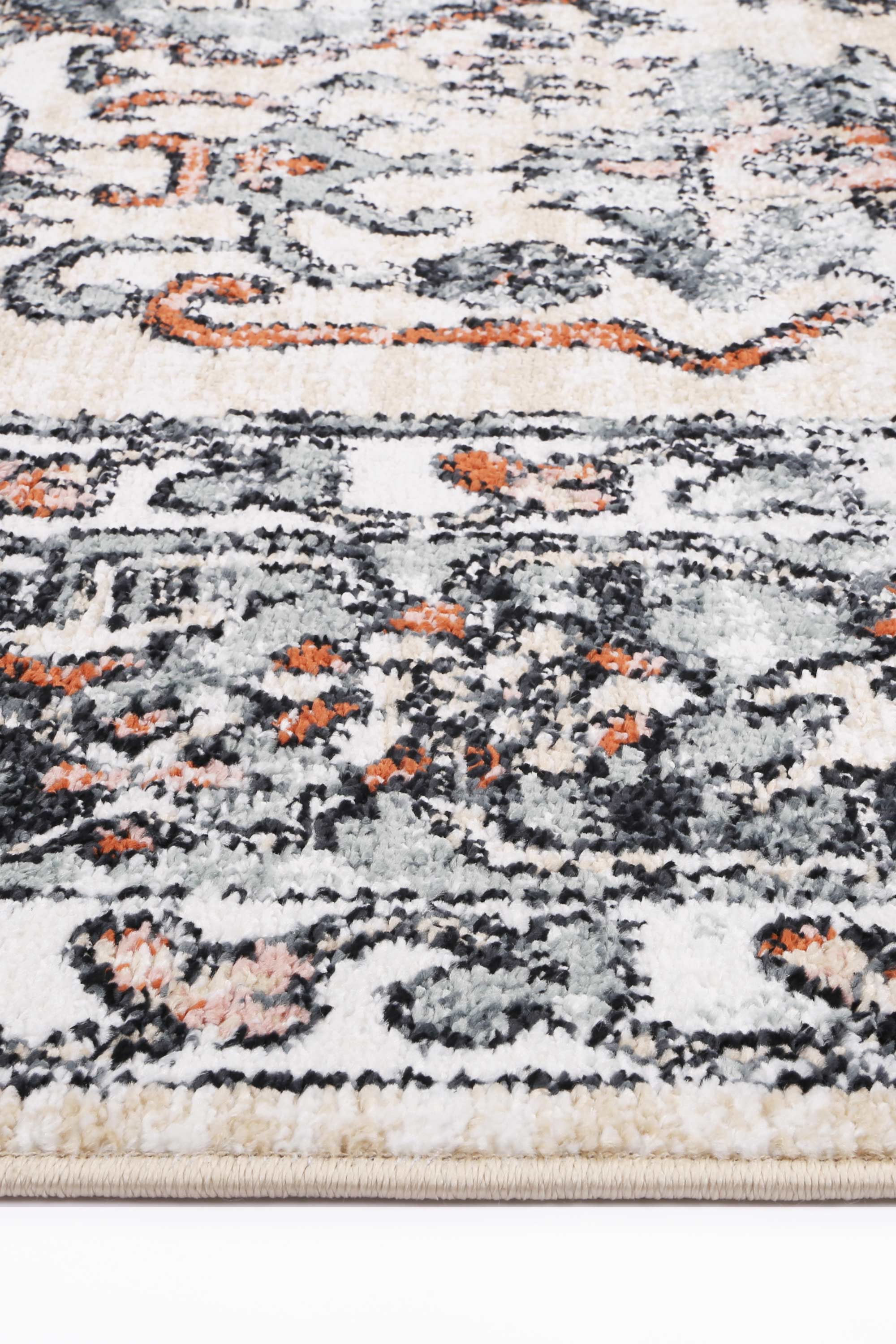 Anatolia Traditional Beige Black Rug 240x330cm featuring intricate patterns in beige, black, and terracotta colors, perfect for home decor.