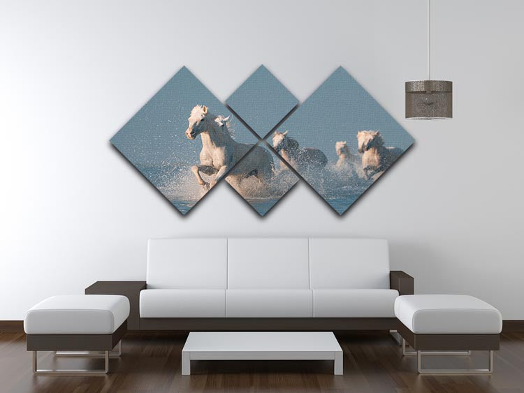 Angels of Camargue 4 Square Multi Panel Canvas artwork featuring four equal square sections with vibrant colors and intricate details.