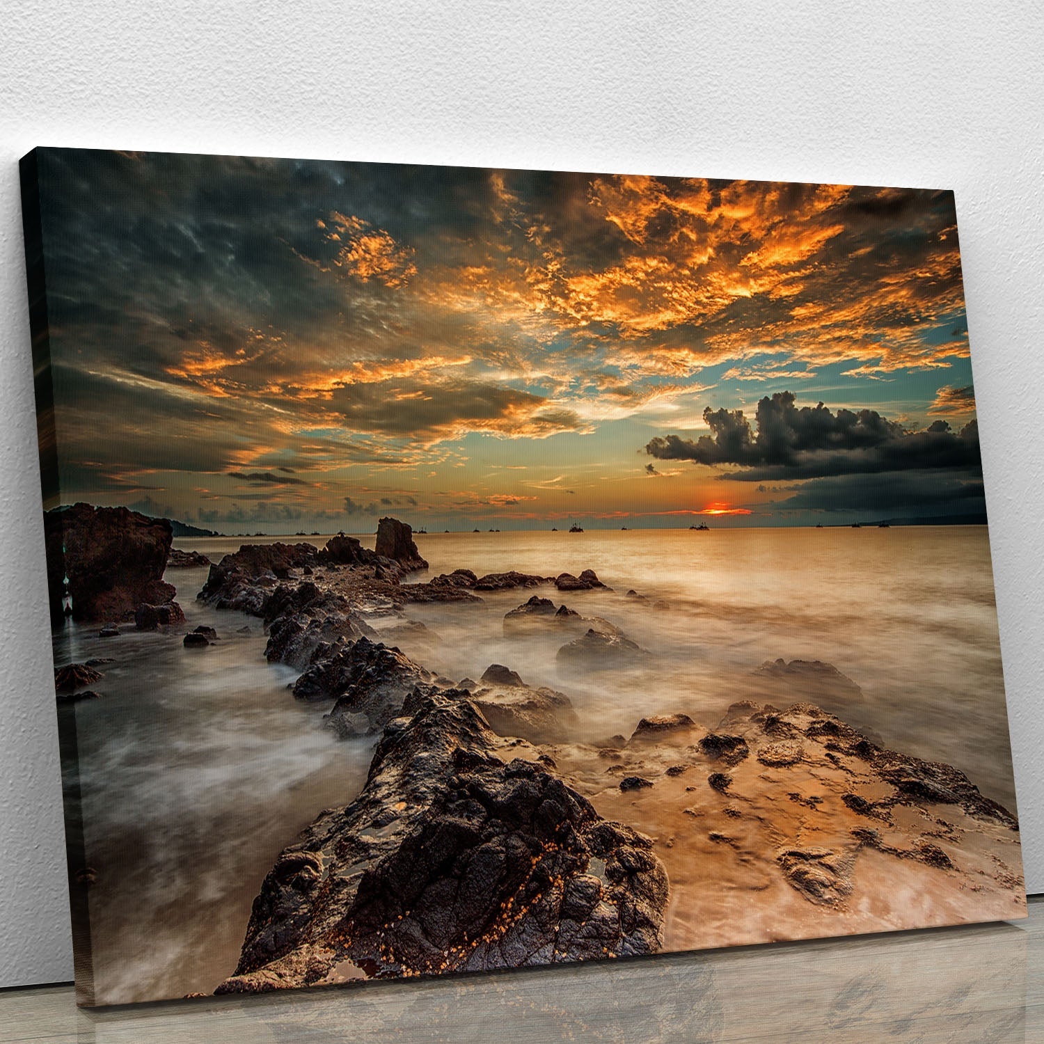 Angry Beach Canvas Print showcasing vibrant colors and dynamic waves, perfect for modern decor.