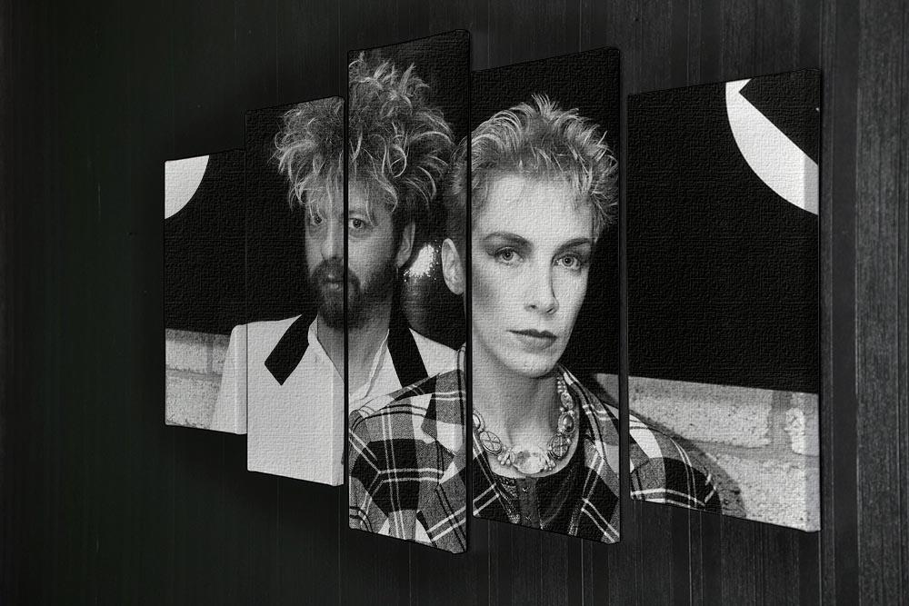 A vibrant 5-split panel canvas featuring Annie Lennox and Dave Stewart of The Eurythmics, showcasing their iconic music legacy.