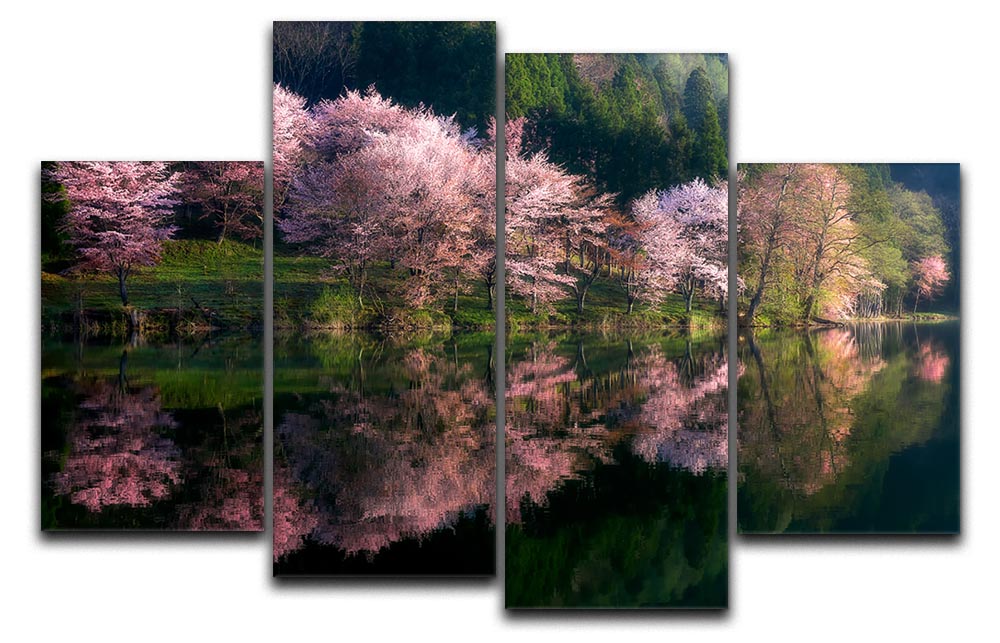 Another World 4 Split Panel Canvas featuring a dynamic multi-dimensional artwork divided into four equal sections, perfect for modern decor.