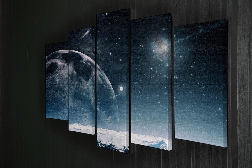 Another World Landscape 5 Split Panel Canvas artwork featuring a stunning landscape divided into five panels, creating depth and visual interest.