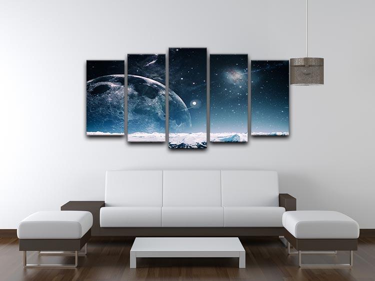 Another World Landscape 5 Split Panel Canvas artwork featuring a stunning landscape divided into five panels, creating depth and visual interest.