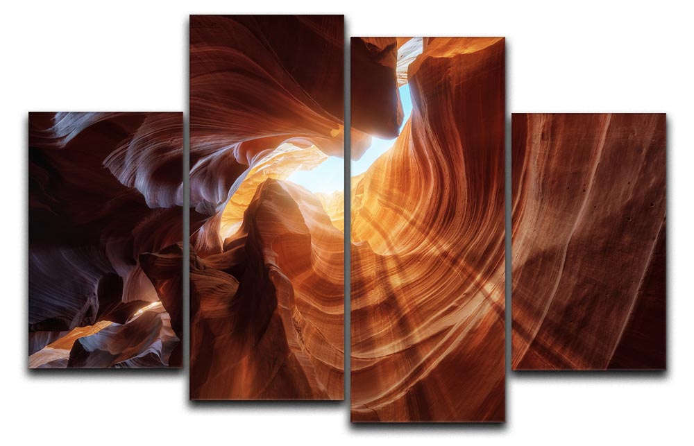 Antelope Hole 4 Split Panel Canvas artwork displayed in a modern living room setting, showcasing vibrant colors and dynamic design.