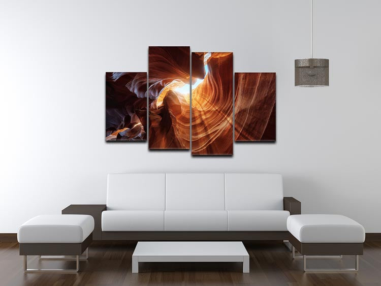 Antelope Hole 4 Split Panel Canvas artwork displayed in a modern living room setting, showcasing vibrant colors and dynamic design.
