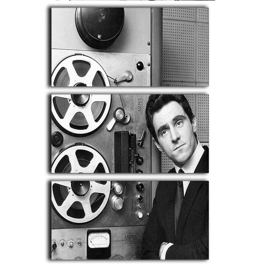 A stunning 3-panel canvas print featuring Anthony Newley in a recording studio, showcasing vibrant colors and artistic design.