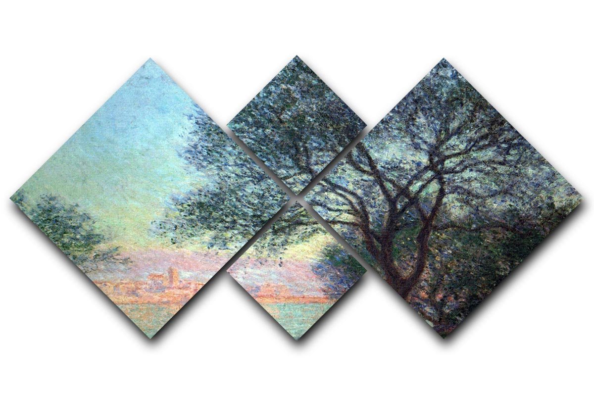 A stunning 4-square canvas artwork featuring Monet's Antibes seen from La Salis, showcasing vibrant colors and serene coastal scenery.