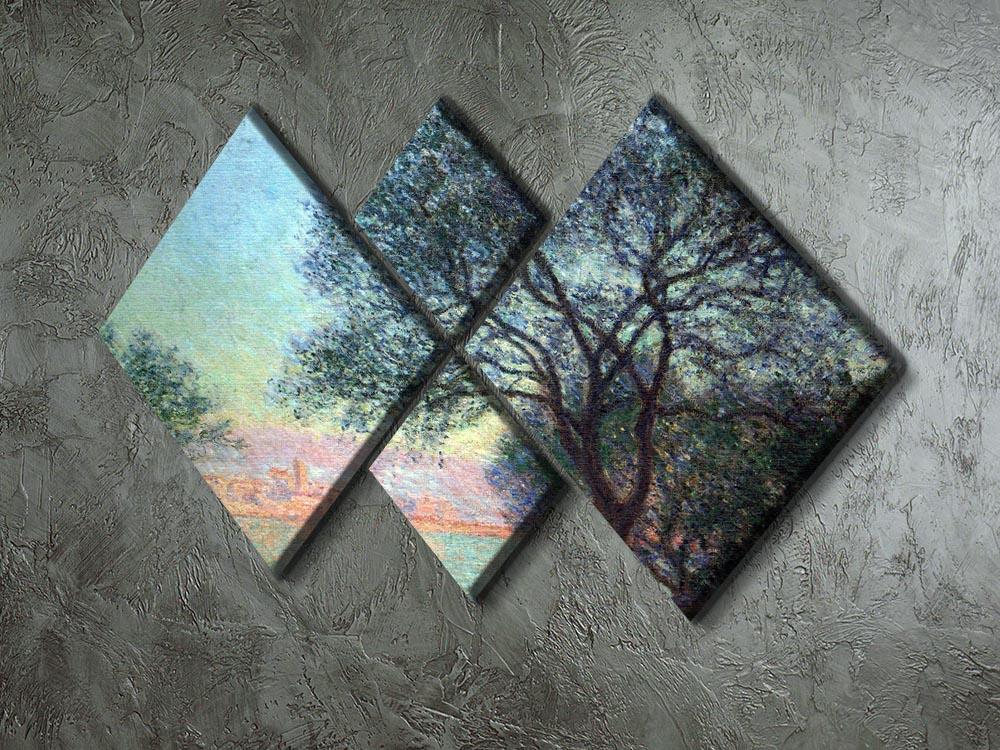 A stunning 4-square canvas artwork featuring Monet's Antibes seen from La Salis, showcasing vibrant colors and serene coastal scenery.