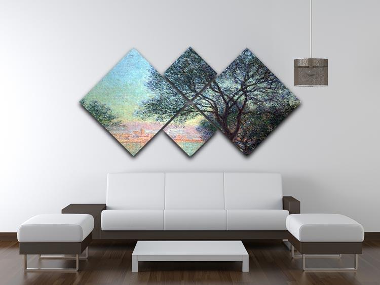 A stunning 4-square canvas artwork featuring Monet's Antibes seen from La Salis, showcasing vibrant colors and serene coastal scenery.